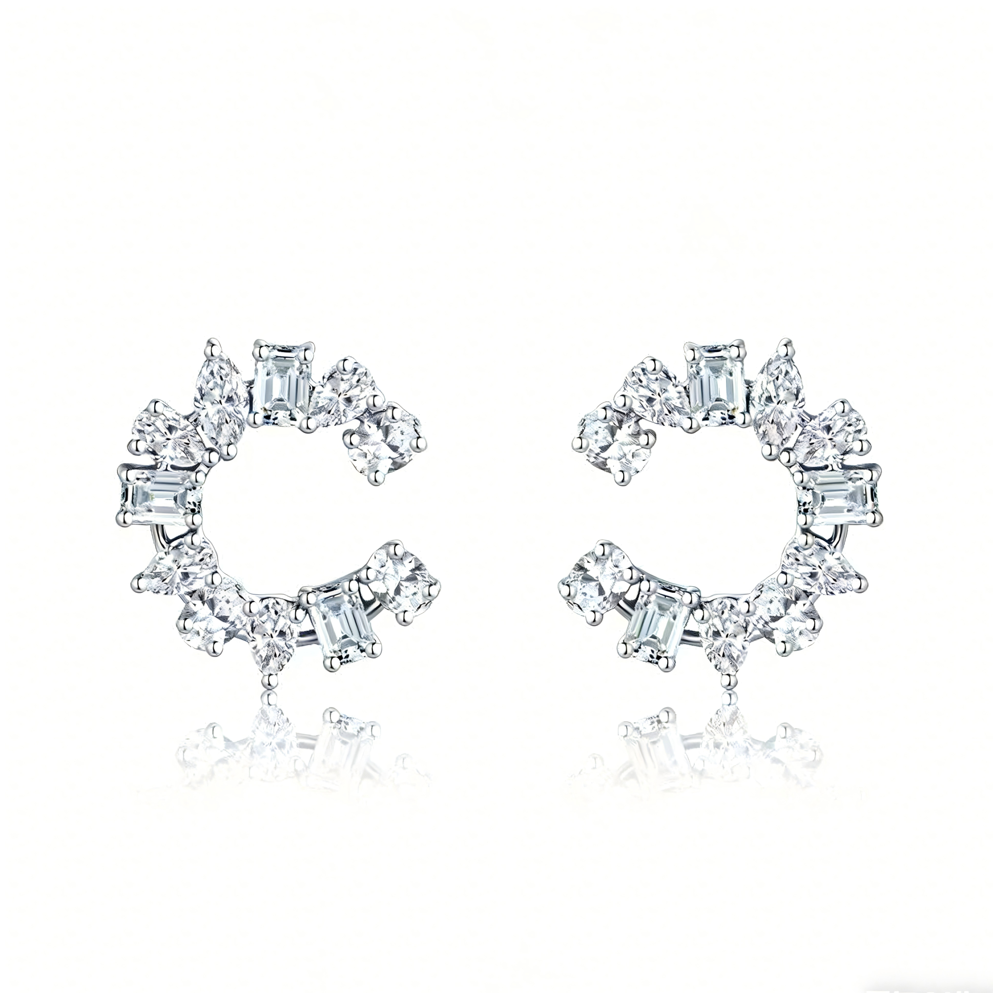 Geometric Cultured Diamond Stud Earrings, 1.45 ct