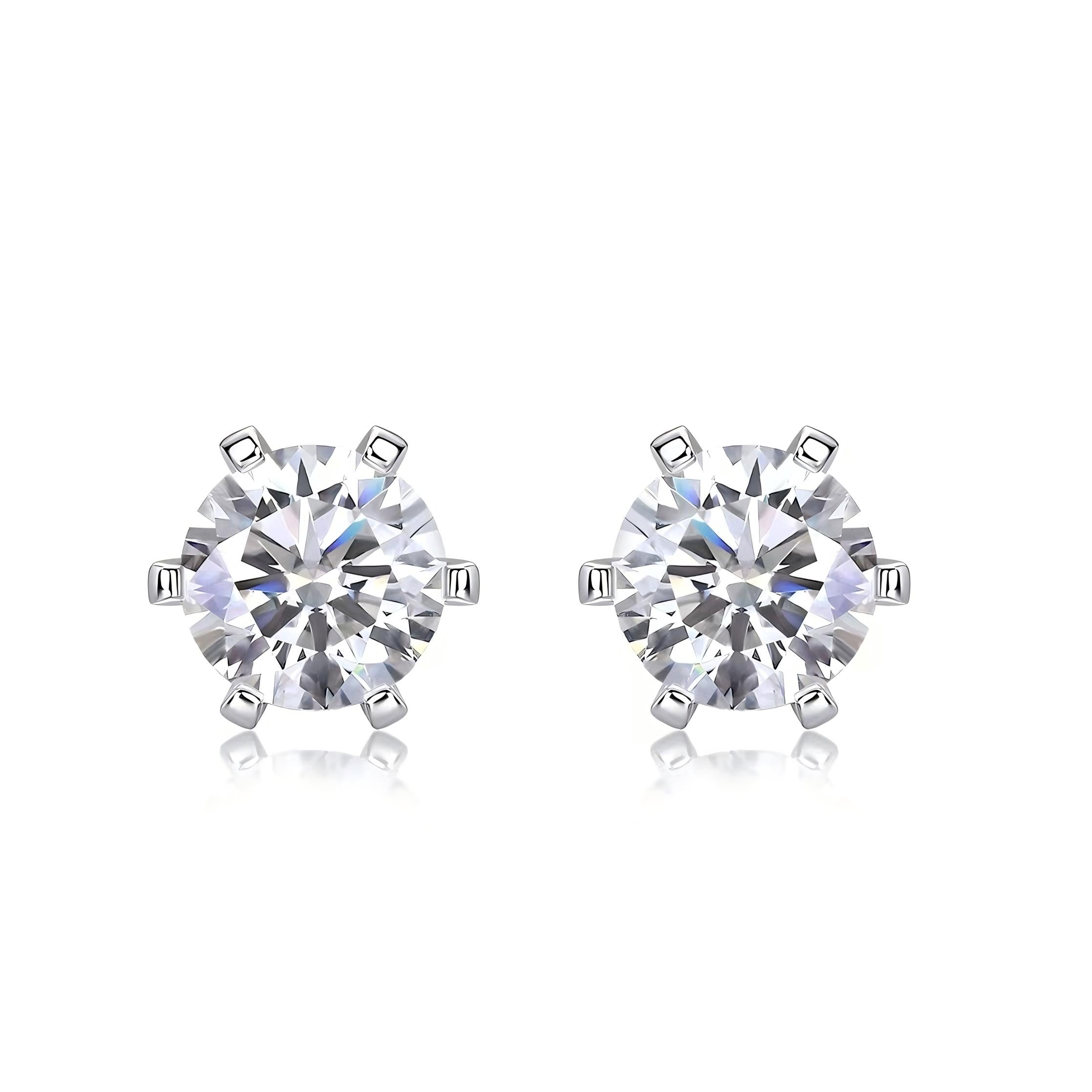Round Six Prong Cultured Diamond Stud Earrings, 0.50 ct