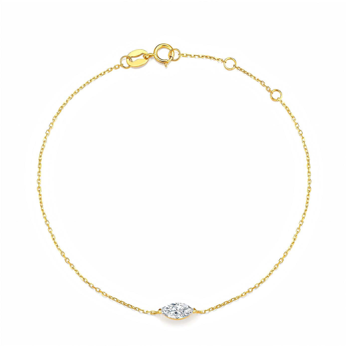 18K Yellow Gold Inlaid Cultured Diamond Bracelet, 0.3 ct
