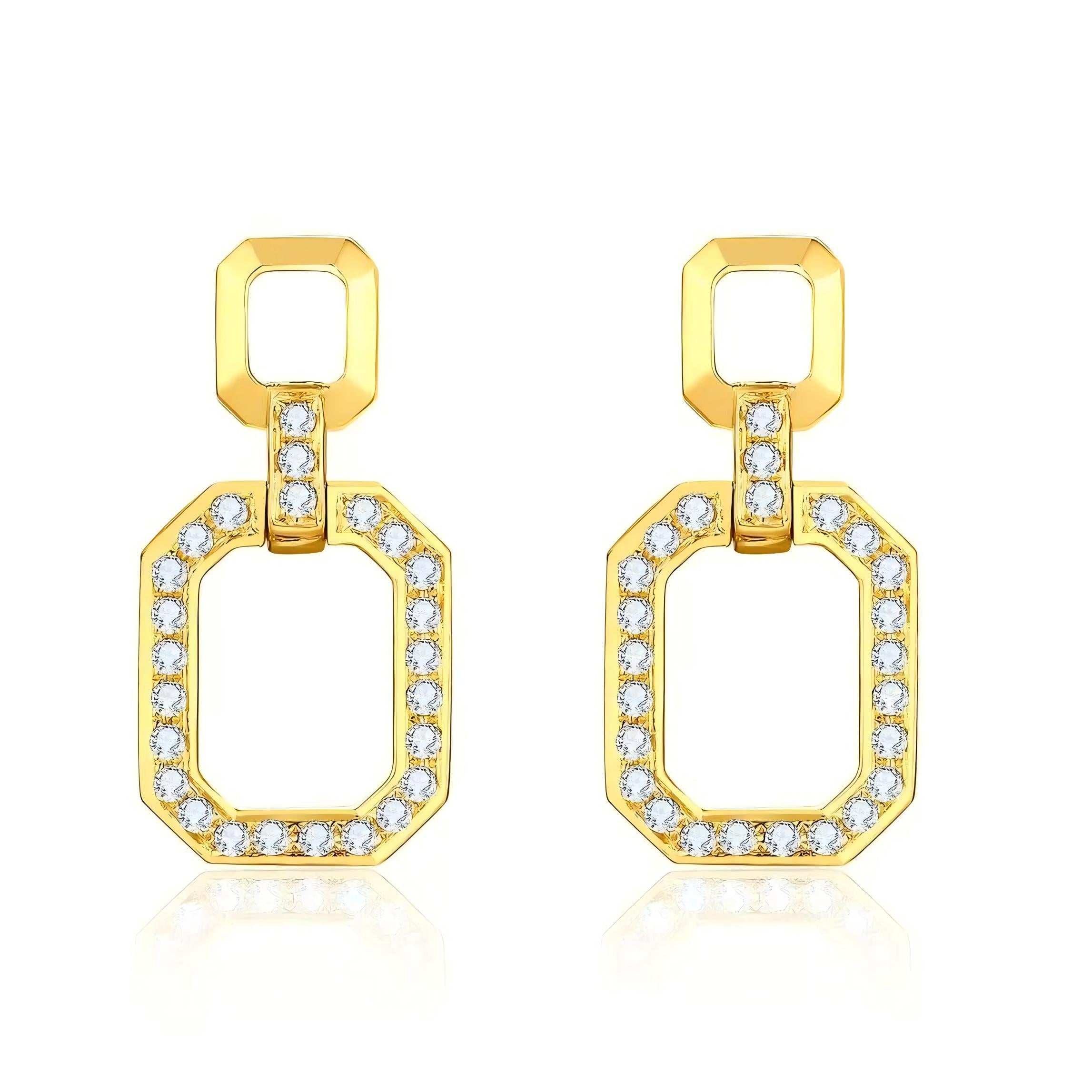 Geometric Cut Out Square Cultured Diamond Earrings, 1.50 ct
