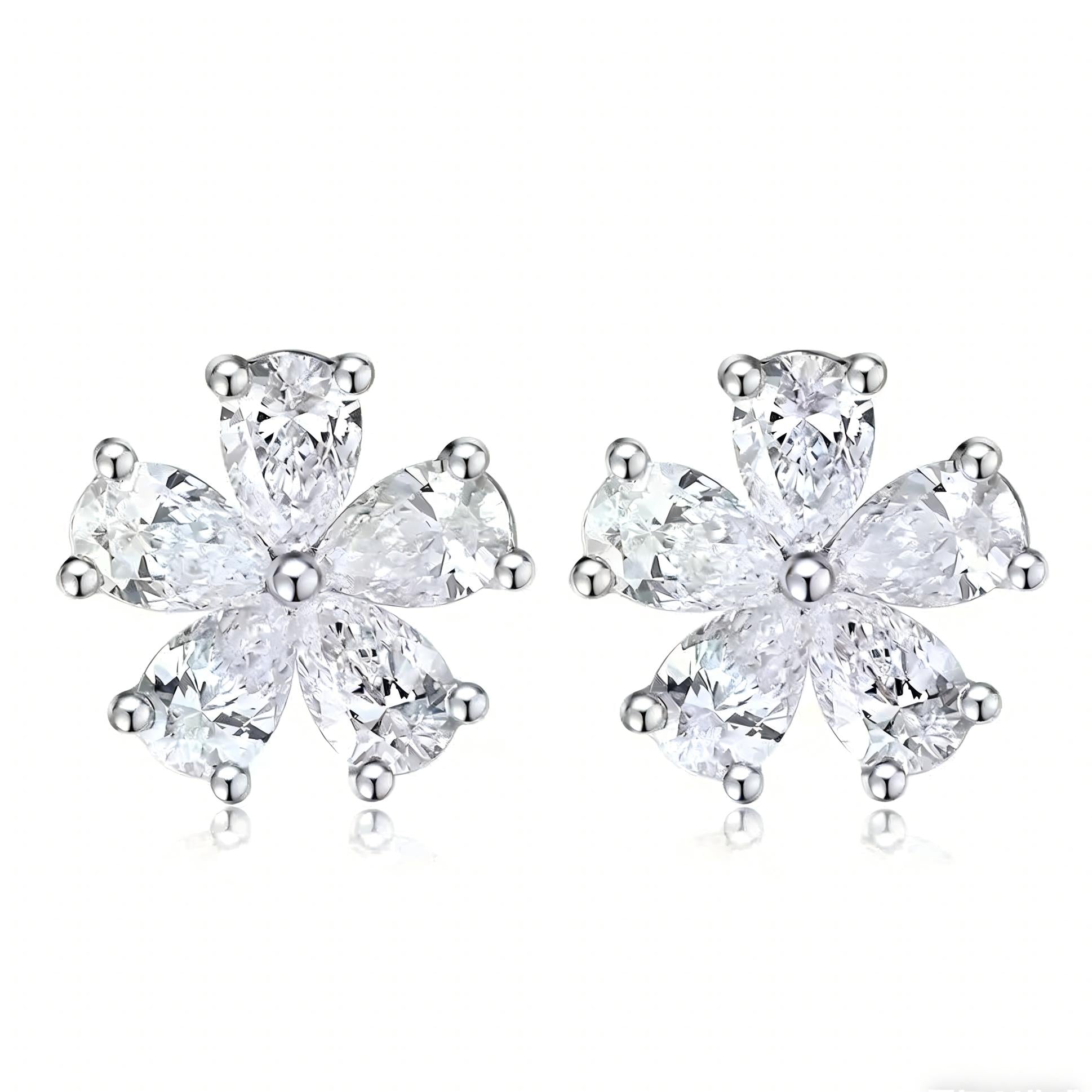 Classic Flower Cultured Diamond Stud Earrings, 1.60 ct