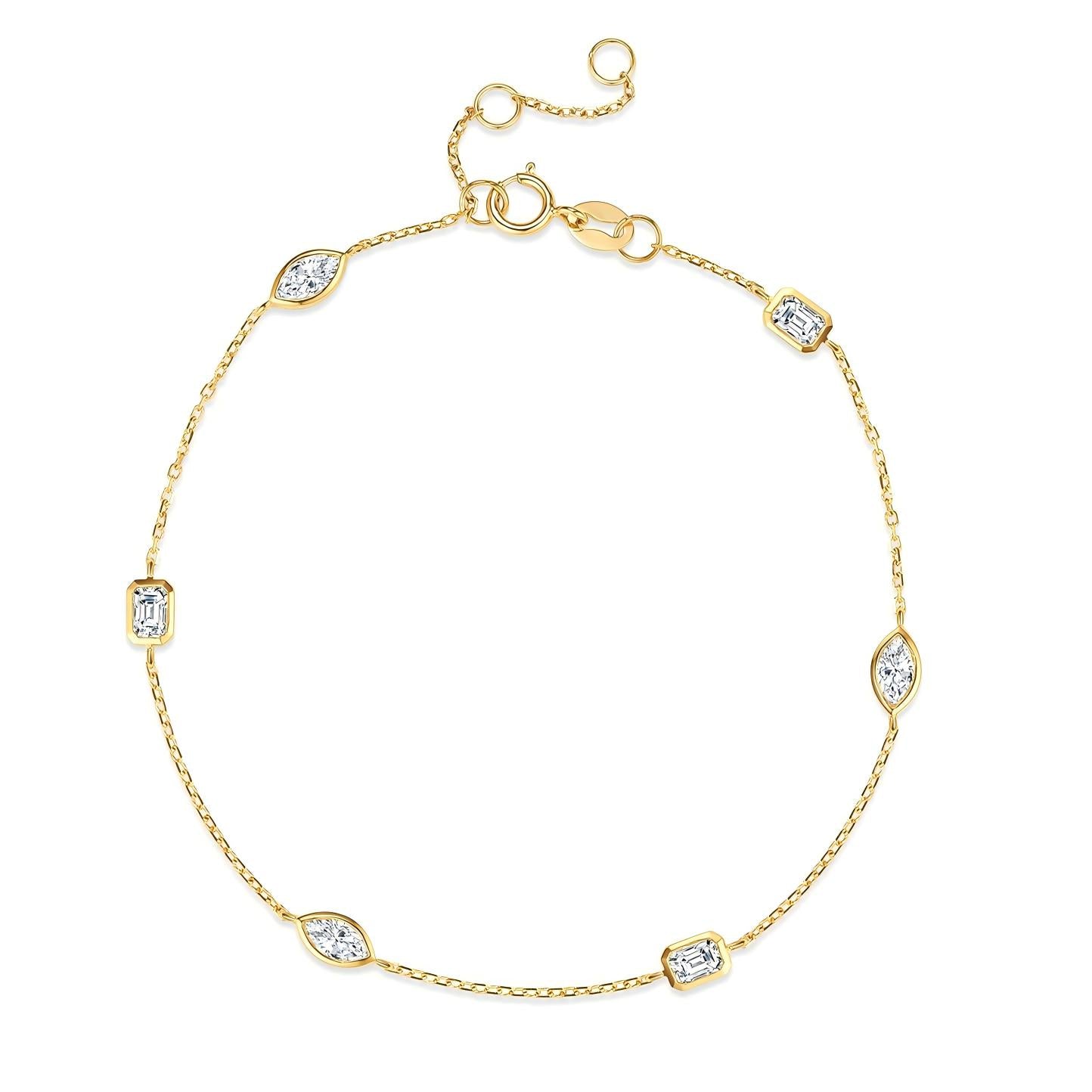 18K Yellow Gold Classic Minimalist Adjustable Cultured Diamond Bracelet, 1.00 ct
