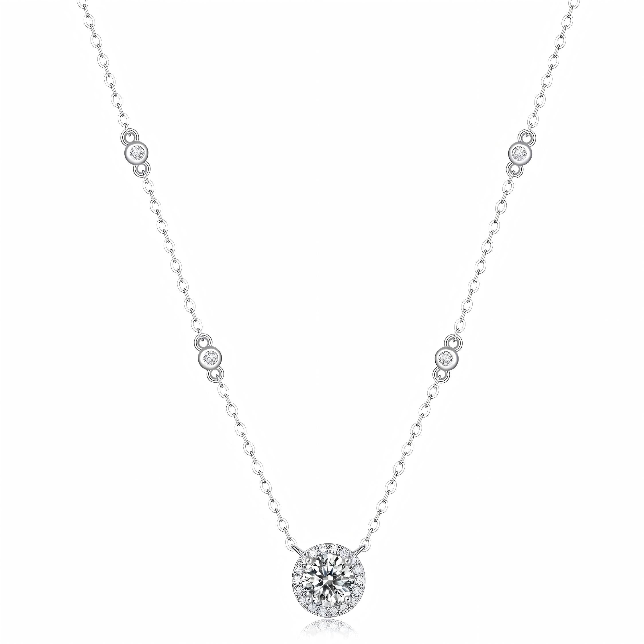 Round Cultured Diamond Solitaire Pendant Necklace, 1.00 ct