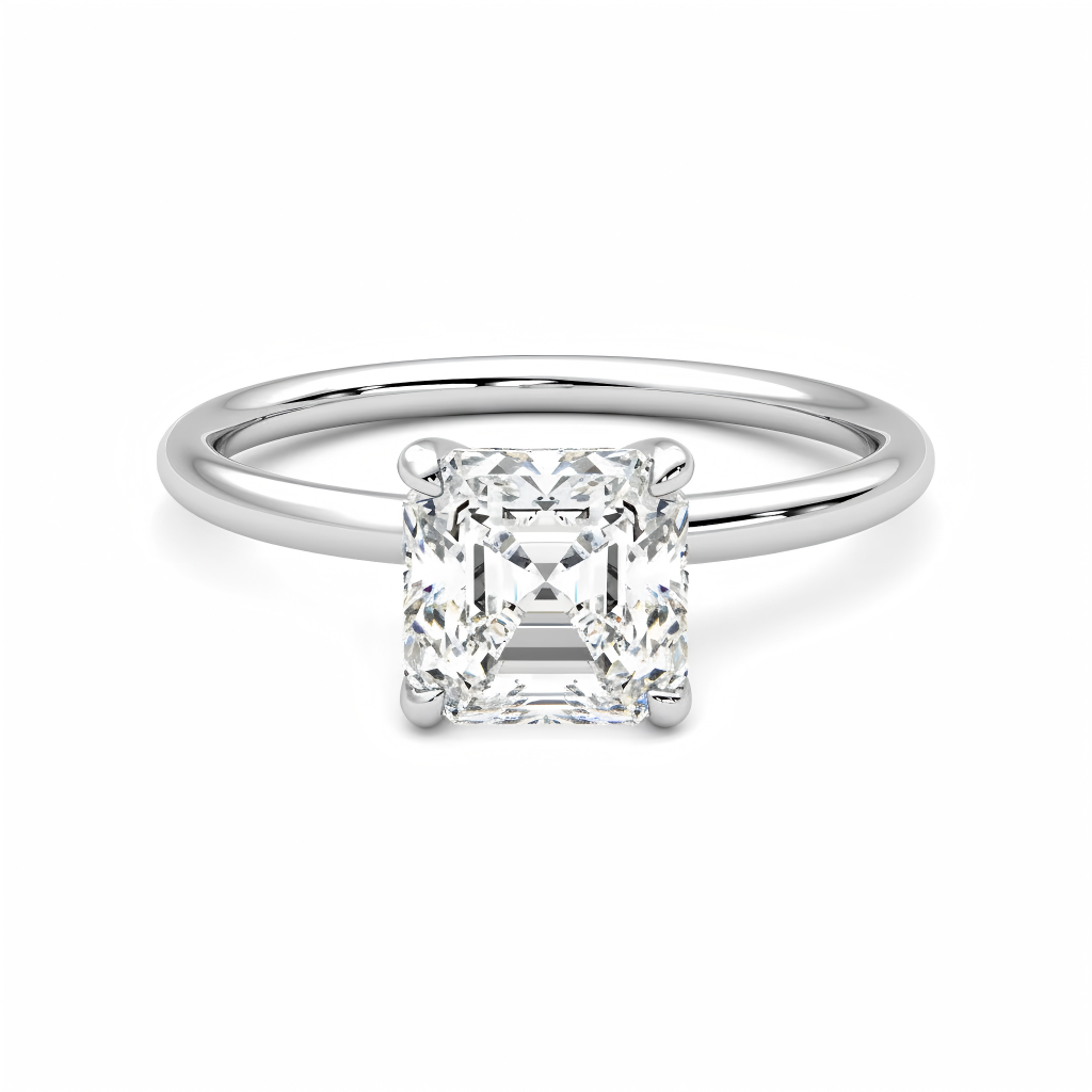 Asscher Cut Cultured Diamond Engagement Ring, 1.00 ct