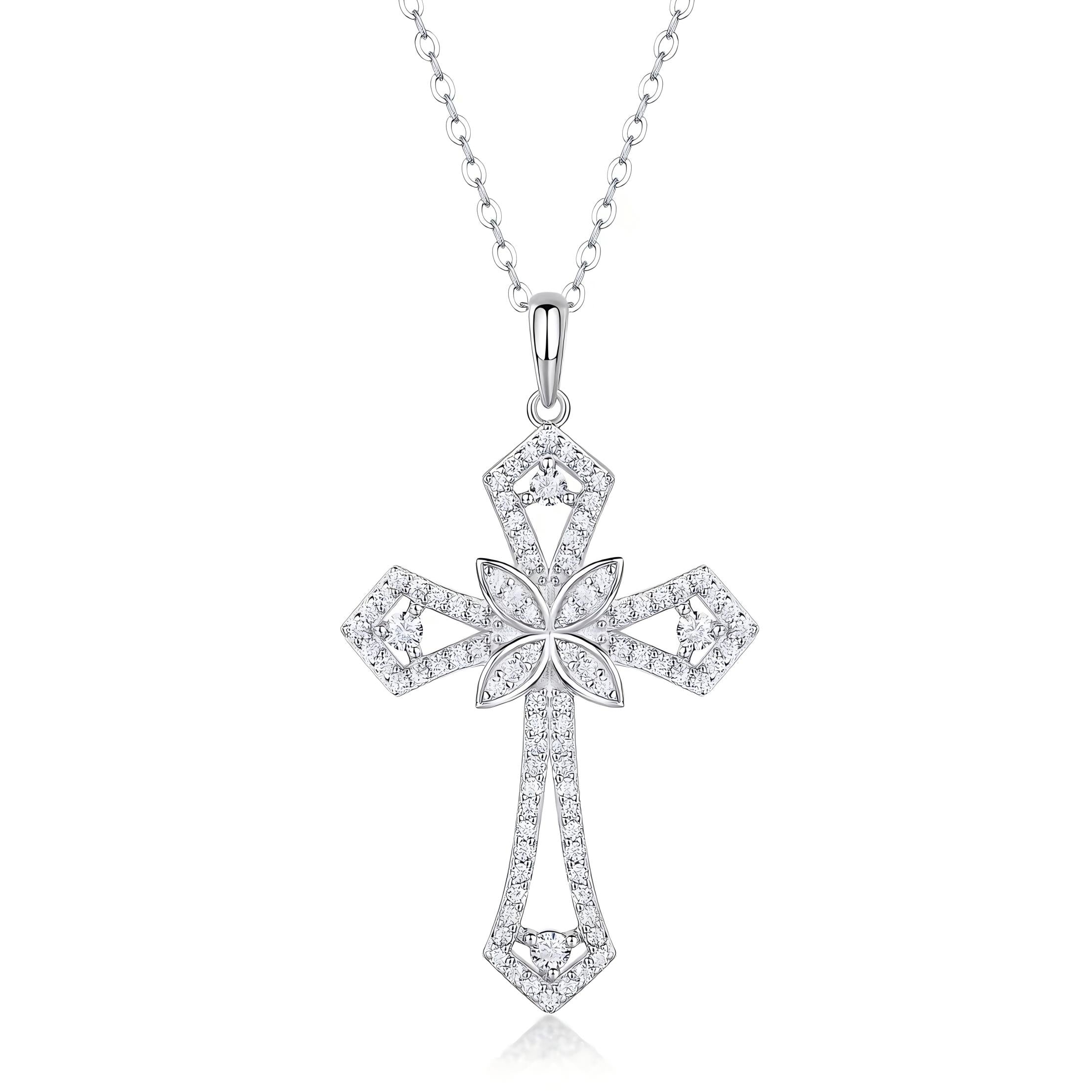 Cross Cultured Diamond Pendant Necklace, 1.50 ct