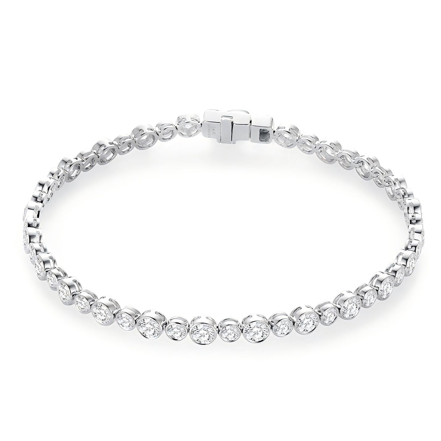 18K White Gold Bubble Full Diamond Cultured Diamond Bracelet, 2.00 ct
