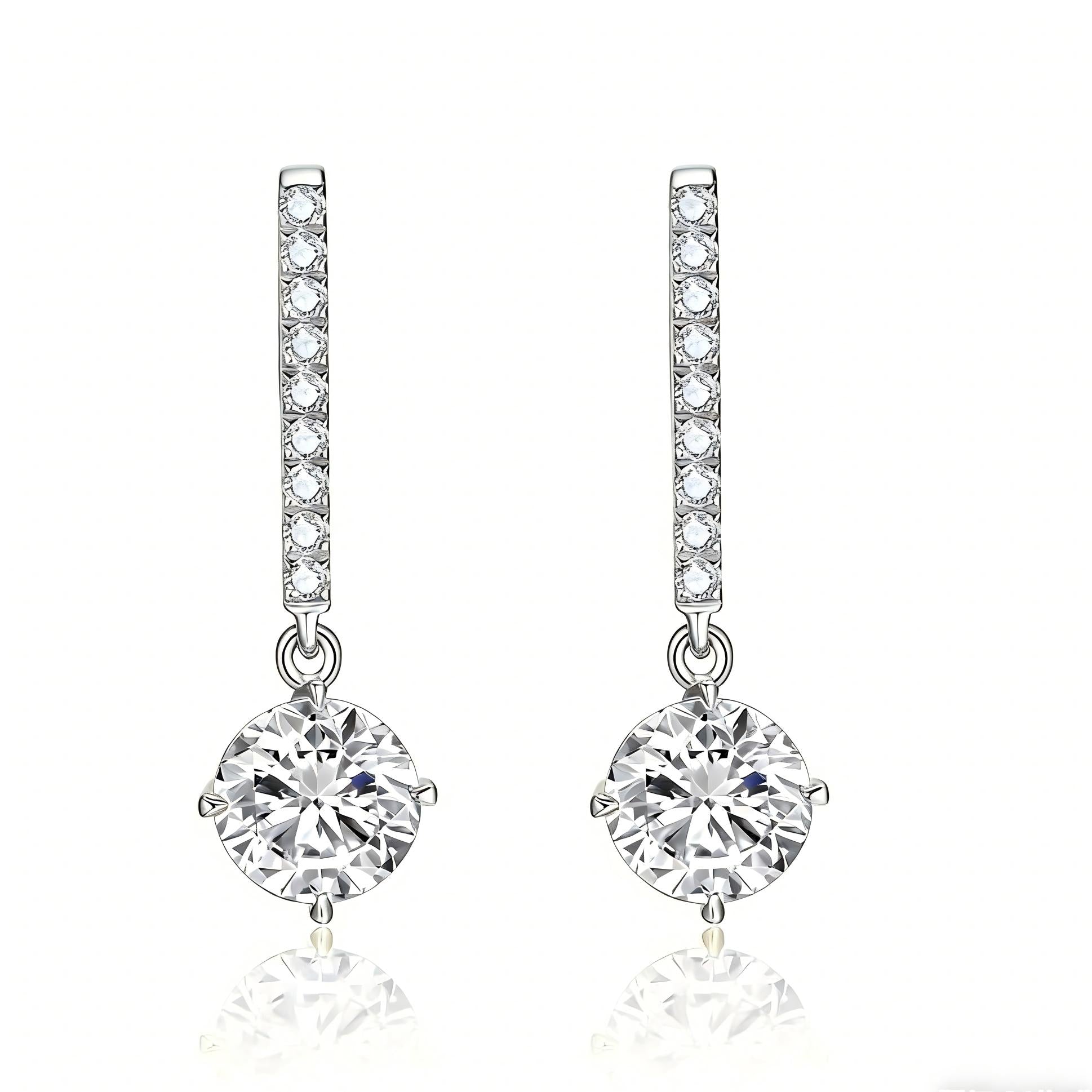 Round Four Prong Cultured Diamond Drop Earrings, 0.50 ct