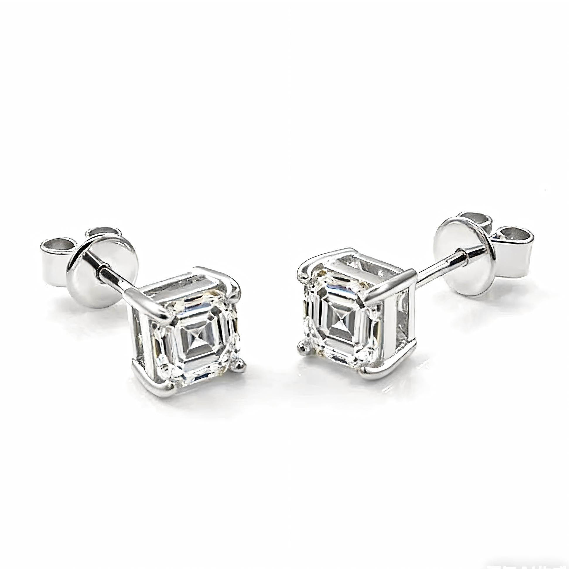 Princess Cut Cultured Diamond Stud Earrings, 0.50 ct