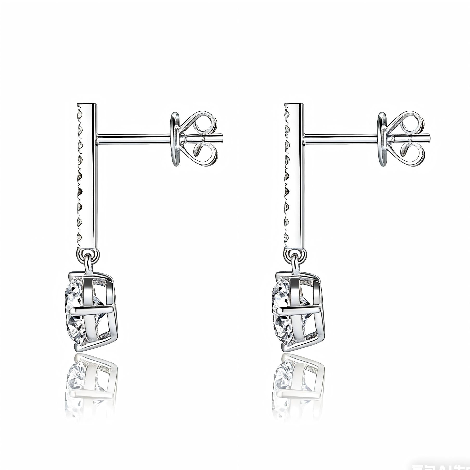 Round Four Prong Cultured Diamond Drop Earrings, 0.50 ct