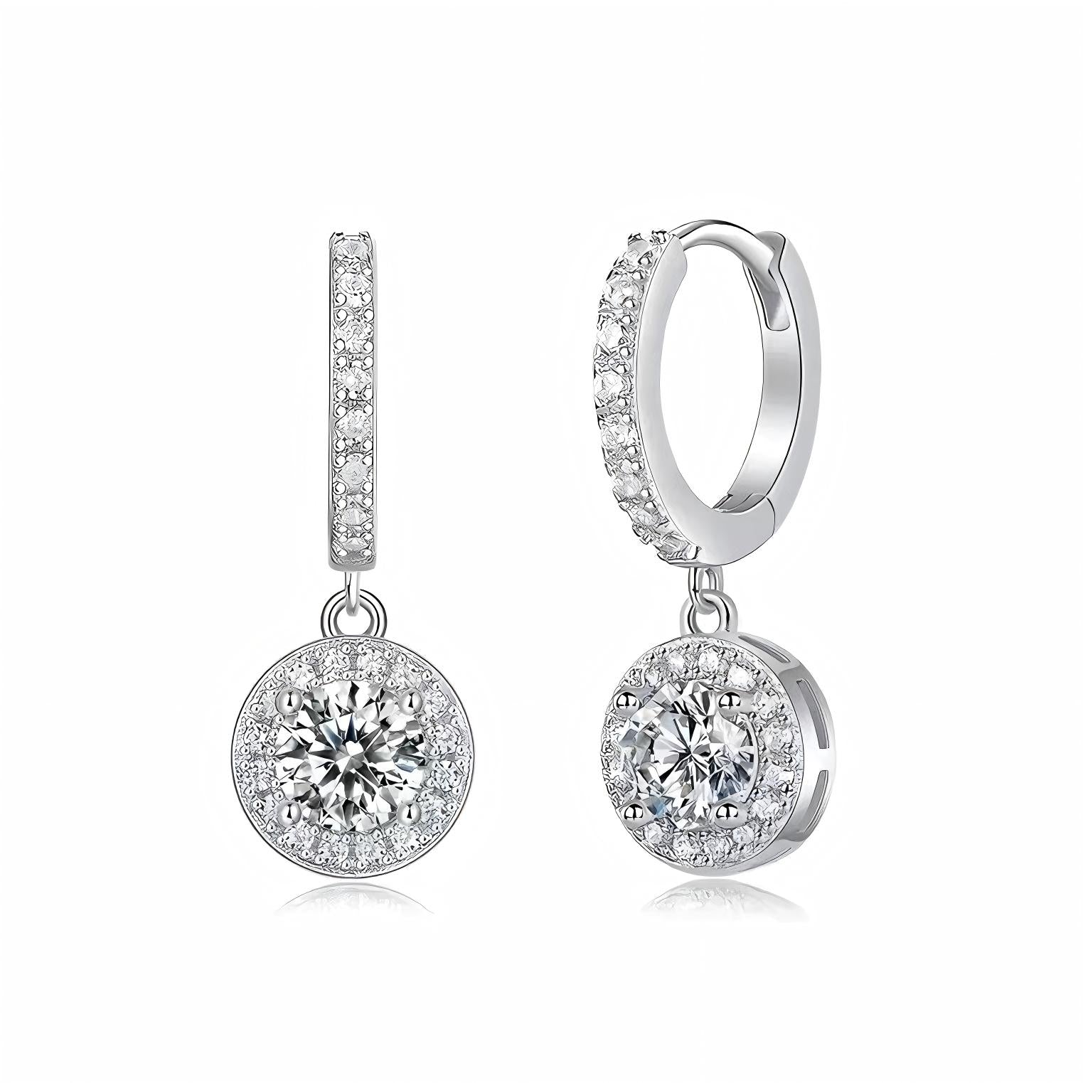Round Cluster Cultured Diamond Drop Earrings, 0.75 ct